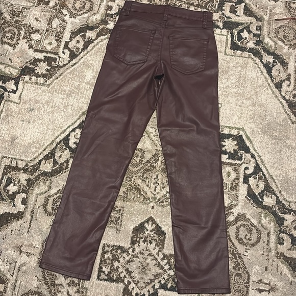 Edgerly waxed denim jeans maroon burgundy high rise slim straight leg ankle - Picture 6 of 6